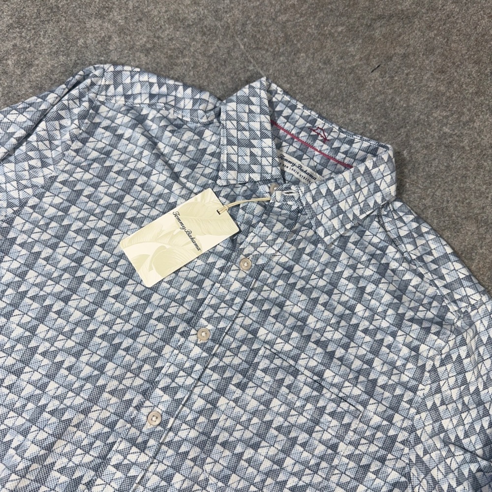 Tommy Bahama Mens San Lucio Tiles Away Shirt Tidal Tempest Blue ST227408 Small